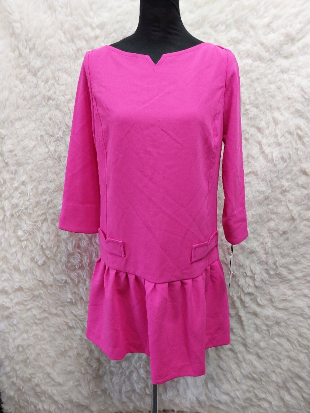 Victoria Beckham for Target Fuchsia Drop-Waist Sleek Bateau Neckline Dress S